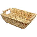 Water Hyacinth Storage Basket Rectangle Hand-Woven Wicker Rattan Tray Bathroom Organizing Tray Kitchen Food Storage Basket