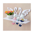 Creative Pastoral DIY Elegant Swan Shape Decor Free Perforated Wall Shelf for Bedroom & Living Room for Home Party Decor