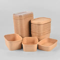 Square Brown Eco-friendly Take Away Fast Packaging Kraft Paper Salad Bowl with Lid