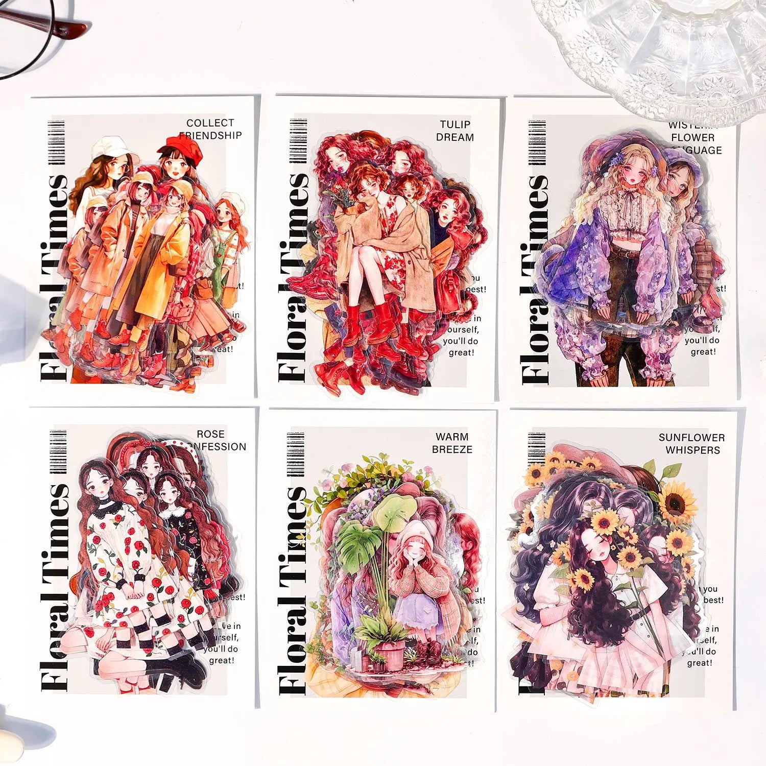 30 Stickers Per Pack Fancy Years Series Character Girl Landscaping Theme Stickers