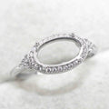 Sterling Silver 6*10mm Semi Mount Ring Frame Empty Blank Support Setting S925 Base Holder Without Center Stone for DIY Inlay