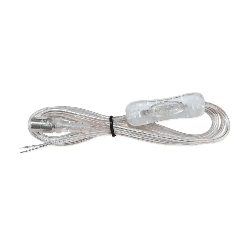 5.5*2.1mm Female Power Cable with 304 ON/OFF Switch Custom 2M 2Pin Transparent DC Extension Cord for DIY LED Neon Sign Lights
