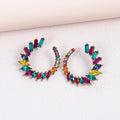 Trendy Diamond Crystal Waterdrop Wedding Earrings Women's Multicolor Rhinestone Round Stud Earrings Jewelry