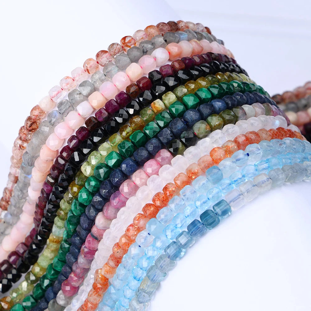 JSES Wholesale Price Natural Gemstone Cube Corner-cut Loose Beads  for Jewelry Making