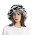 2026 New Bucket Hat Cute Women Fisherman Hat Rainbow Winter Fluffy Furry Plush Faux Fur Front Panel Polyester for Women Unisex