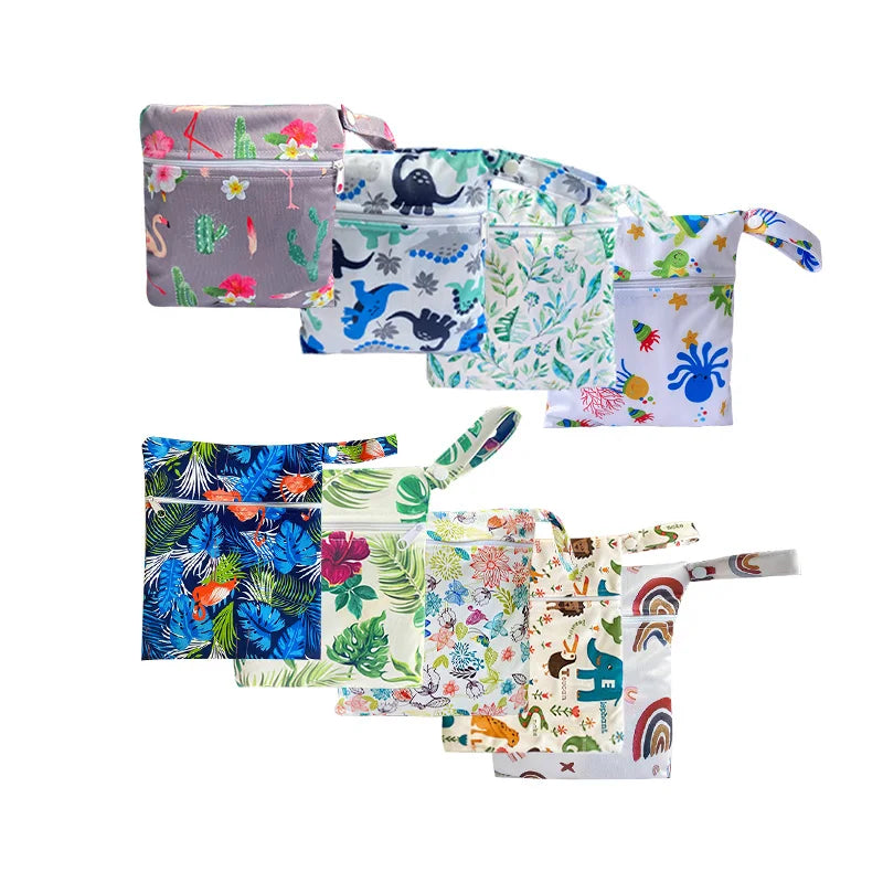 Swimming Beach Nappy Wet Bag Two Zip Diaper Wet Dry Bikini Bag Waterproof for Swimming