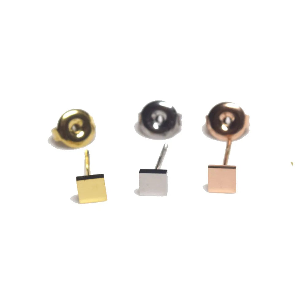 Fashion Popular Selling Stainless Steel Geometric Tiny Small square Block 4mm Stud Earring Women Earrings Jewelry