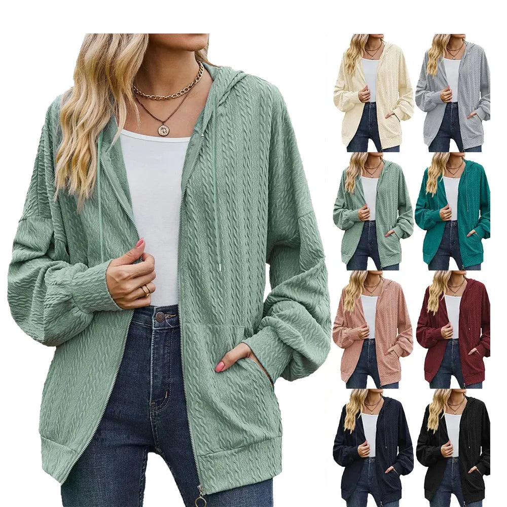 New Arrivals Women's Hoodies Sweatshirts With Zipper Blank Formal Long Sleeve Coat for Women
