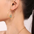 New Christmas Style Geometric Simple Christmas Tree Inlaid Zircon Earrings Titanium Steel Plated 18K Golden Circle Hoop Earrings