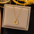 Stainless Steel Irregular Oval Hollow Circle Necklace Non Tarnish Pendant Necklaces for Women Plain Minimalist Jewelry