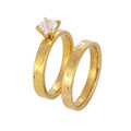 BINSHUO Wholesale Custom Jewelry Stainless Steel Gold Plated Wedding Engagement Diamond Couple Ring Set Valentine's Day Present