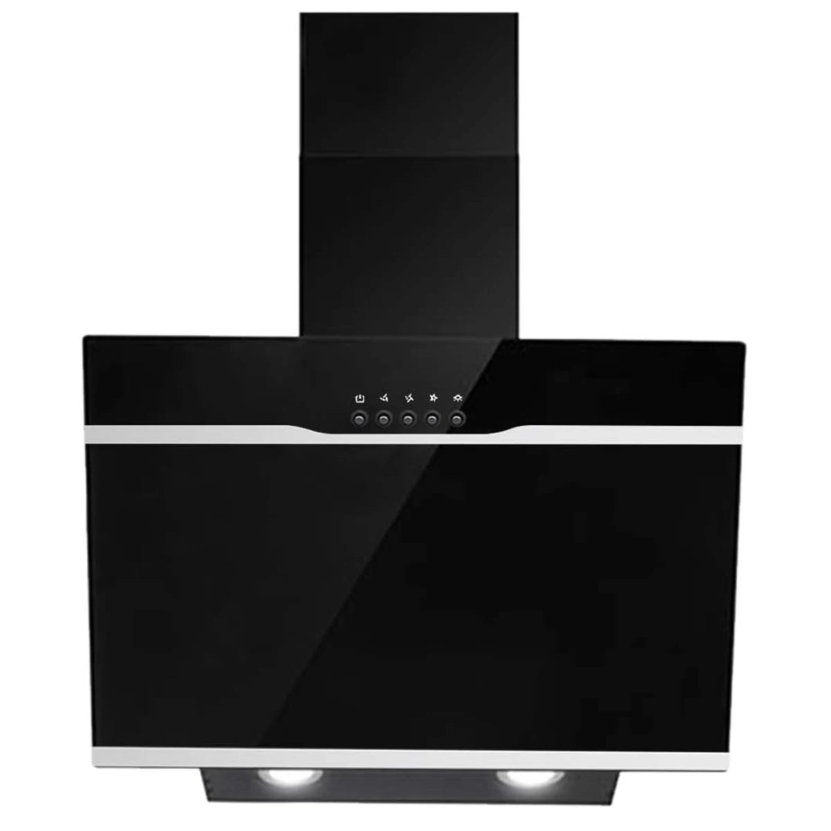 Cooker Hood 60 cm Extractor Fan KitchenLED Lights3 Speed Black Painting &Tempered Glass Wall Mounted Extractor Hood