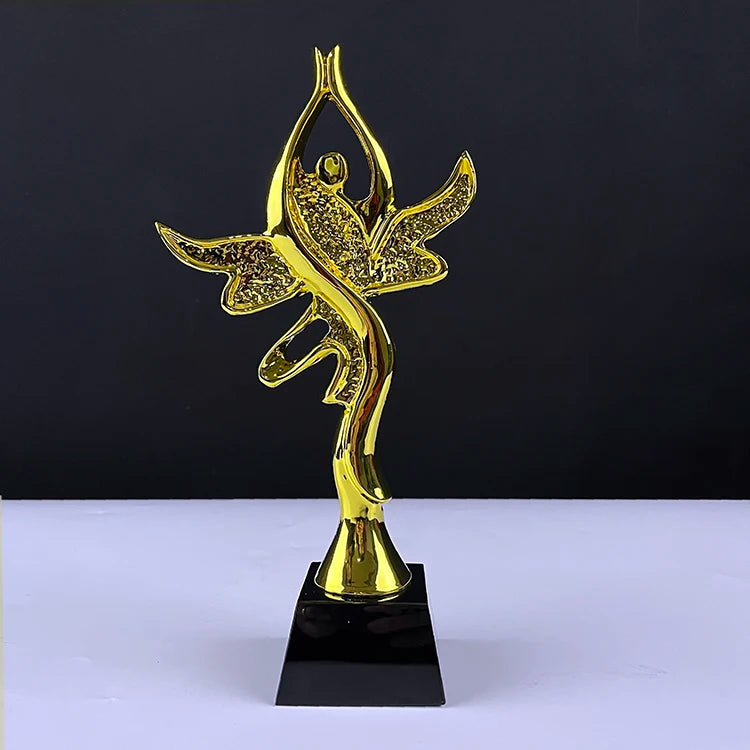 Gold Resin Dancing Lady Girl Event Crystal Trophy Award MH-NJ0209