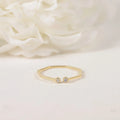 Geometrical Hexagon Thin Promise Solid Gold Open Finger Ring 2 Stone Lab Diamond Eternity Band Openings Ring Stacking