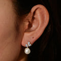 S925 Sterling Silver Pearl Drop Earrings for Women 14K Gold Plated Cubic Zircon Inlaid Natural Freshwater Pearl Earrings