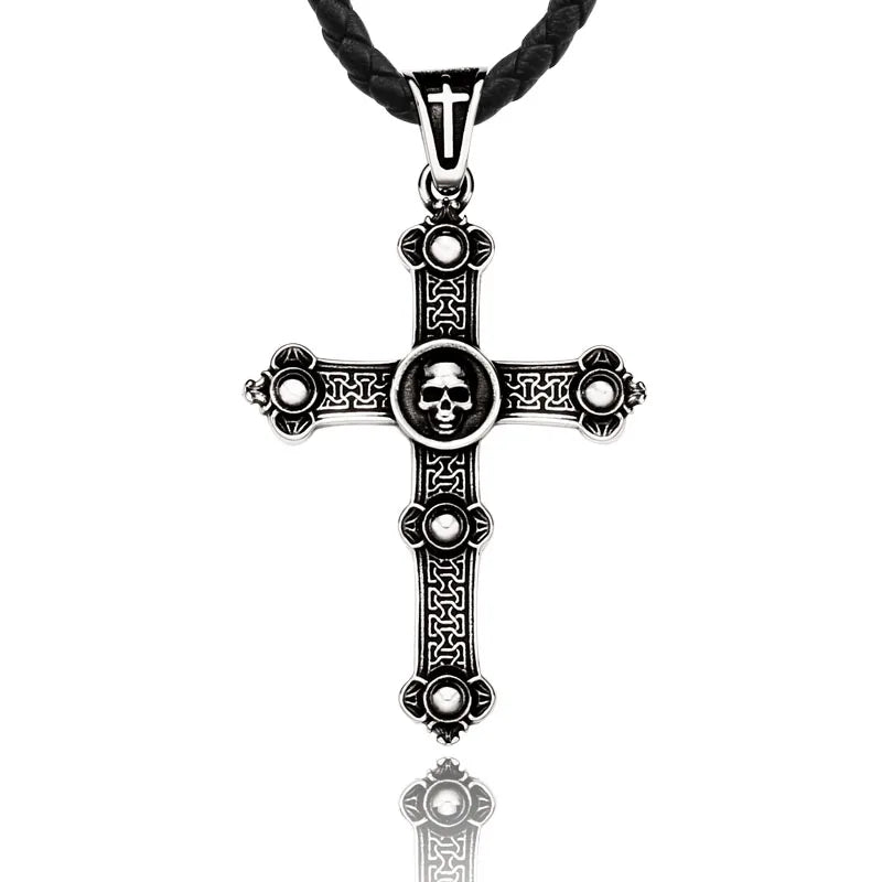 Steel Soldier Vikings Stainless Steel Cross Pendants Skull Cross Fashion Cross Pendant Necklace