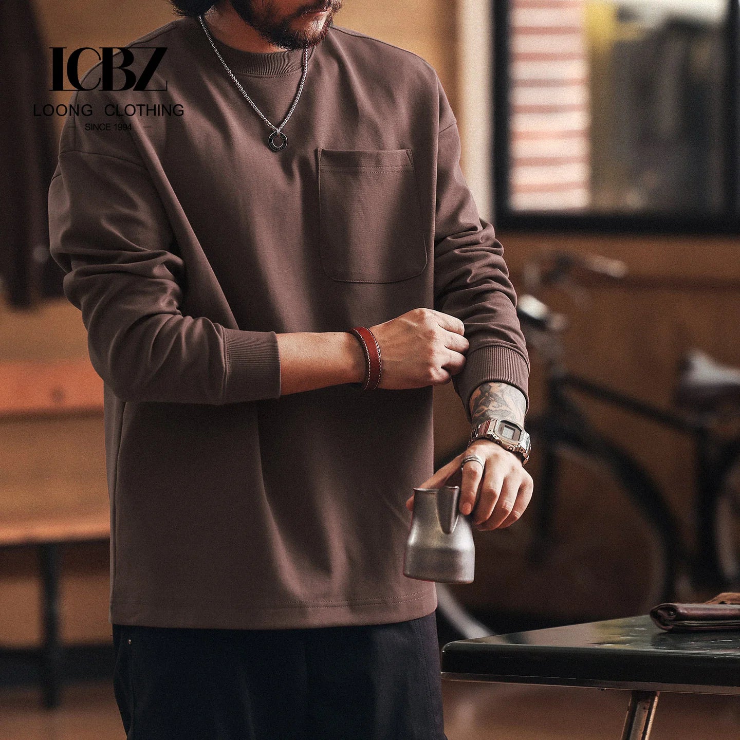American Retro Pound 2026 Fall/Winter Regular Sleeve Breathable Waterproof Men's Simple Loose Casual Sweater