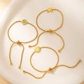Wholesale Fashion Stainless Steel 18K Gold Plated Life Tree Chain Daisy Butterfly Pendant Adjustable Bracelet for Girls