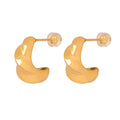 Trendy 18k Gold Plated Stainless Steel Twisted C- Shaped Hollow Stud Earrings Jewelry Women Party Wedding Gift