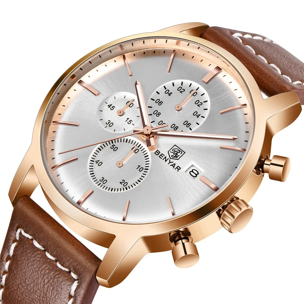 BENYAR 5146 Men's Watches Business Fashion Mens Watches Gift 30M Waterproof Sports Chronograph Top New Luxury Reloj Hombre