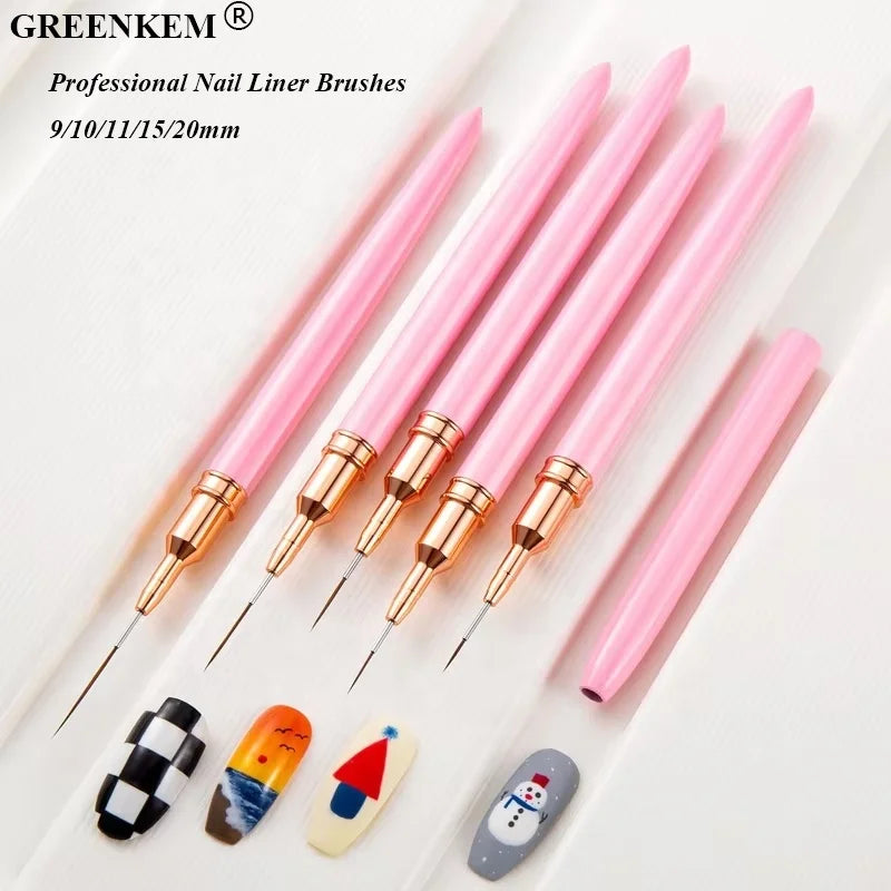 9/10/11/15/20mm Professional 10pcs Nail Salon Nail Art Brushes Matel Metal Handle Pen Drawing Pen Liner Brush