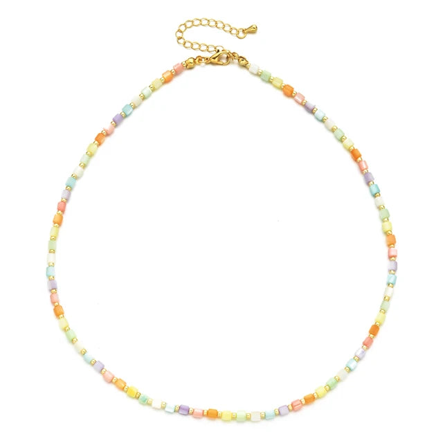 Women's Classic Brass Geometric Bohemian Shell Bead Choker Necklace for Beach