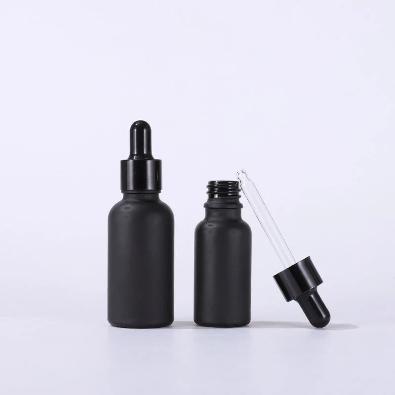 Matte Black 50ml Glass Dropper Bottle 100ml Dispenser Bottles for Hair Oil Essential Oils Skin Care Serum