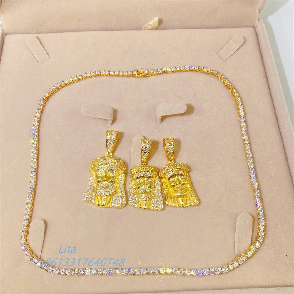 Hot Sale Luxury 18" 20" 22" 24" Men Women Necklace Real Gold 10k 3mm Moissanite Tennis Chain