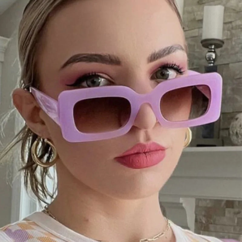 Custom Logo Fashion Colorful Rectangle Sun Glasses UV400 Candy Color Small Frame Square Sunglasses for Women