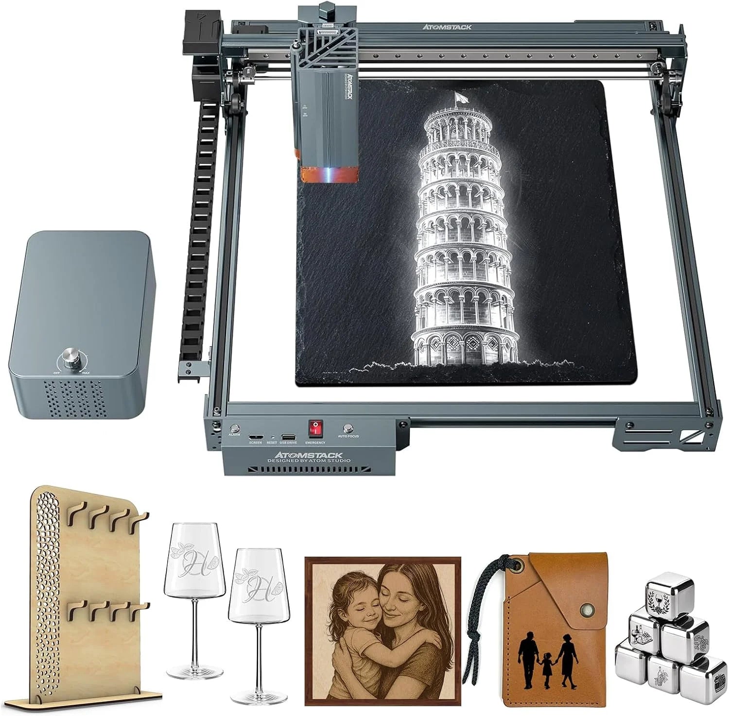 Atomstack 48W Laser A40 PRO V2 with Auto Air Assist Bulk Laser Engraving Machine for Wood Stone Metal Acrylic Leather Jewelry