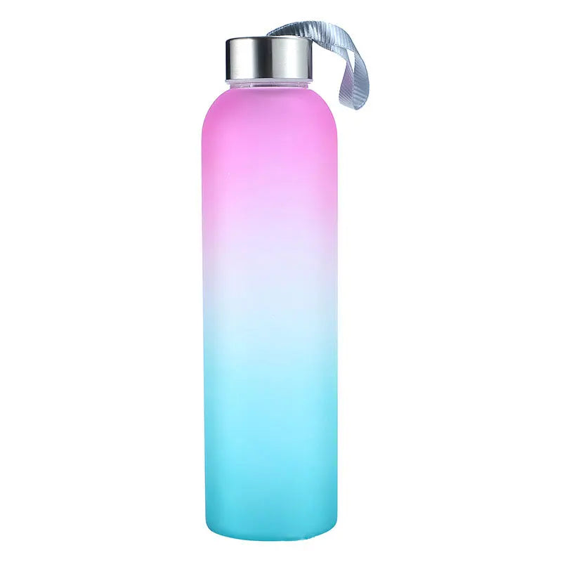 FX Factory High Quality Wholesale 550ml Leak Proof Classic Glass Water Bottle with Time Mark for Camping