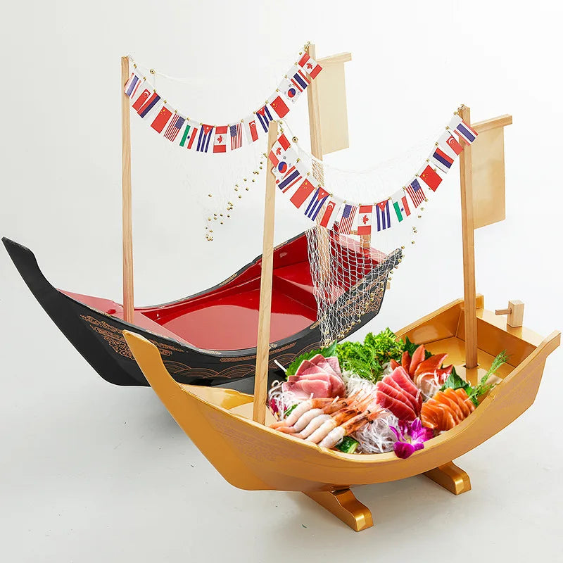 NewelL Japanese High Quality Best Price Serving Tray Popular Bamboo 61cm Wooden Sushi Boat With Individual Packaging