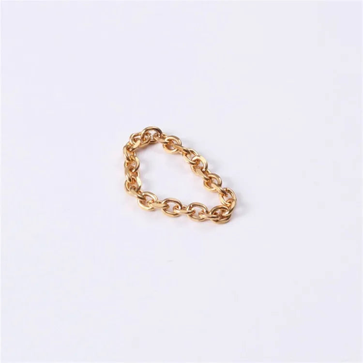 Non Tarnish Trendy Chic Gold Plated Jewelry Chain Open Ring Stainless Steel Rings