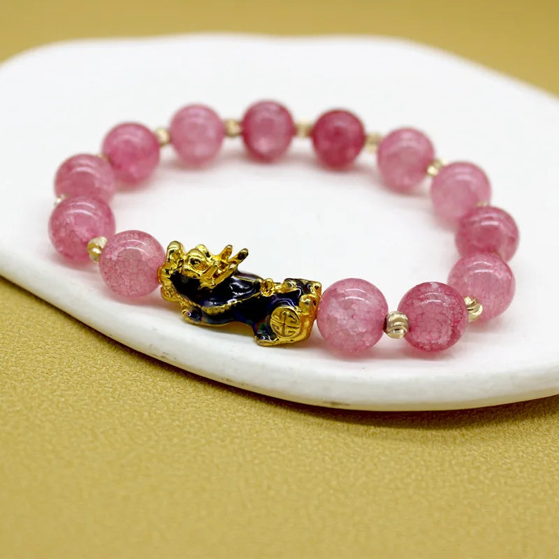 10mm Imitation Chalcedony Agate Beads Bracelet Pixiu Charm Bracelets Bulk Heat Discoloration Fashion Charm Bracelets
