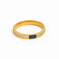 Joolim 18K Gold Plated Black Dainty Zirconia Half Pave Ring Fine Trendy Stainless Steel Jewelry for Women Gift