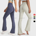 Women High Elastic Waist Tummy Control Wide Leg Yoga Pants Women Gym Fitness Workout Loose Fit Sports Pants Bell Bottom