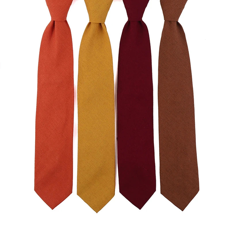 Classic Men's Skinny Wedding Ties Causal Linen Blend Necktie Solid Color Dress Slim Cut Necktie MegaBDM