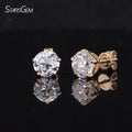 10K Yellow Gold Old European Cut DEF Color Moissanite Stud Earrings