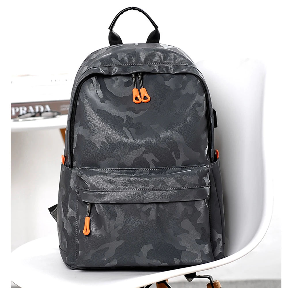 Custom Men Luxury Bag 15.6 Inch Laptop Business Usb Charging Back Pack Travel Anti Theft PU Leather Backpack
