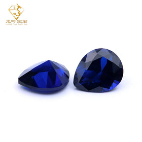 34# Sapphire Blue Corundum Wholesale Pear Cut Synthetic Corundum Loose Gemstones for Jewelry Making