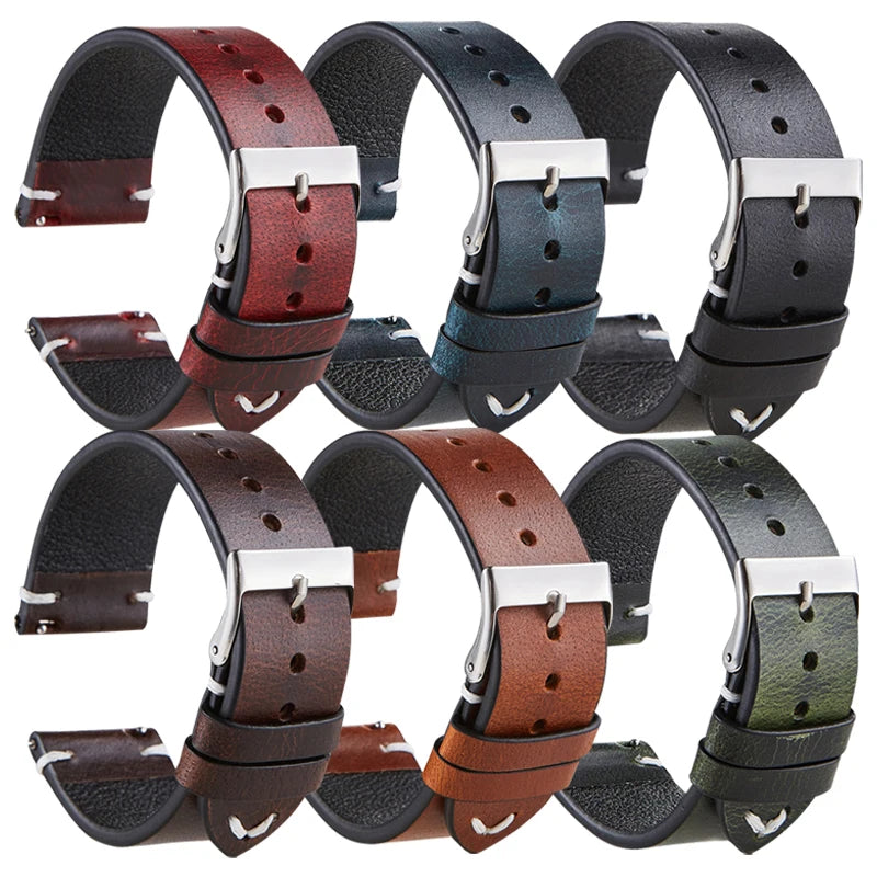 Eraysun Leather Watch Straps Smart Watch With Heart Rate Monitor Wide Leather Cuff Wrist Watch Band for Mens