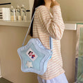 Custom Star Shape Ita Bag with Printing Convertible Crossbody Shoulder Pu  Bag