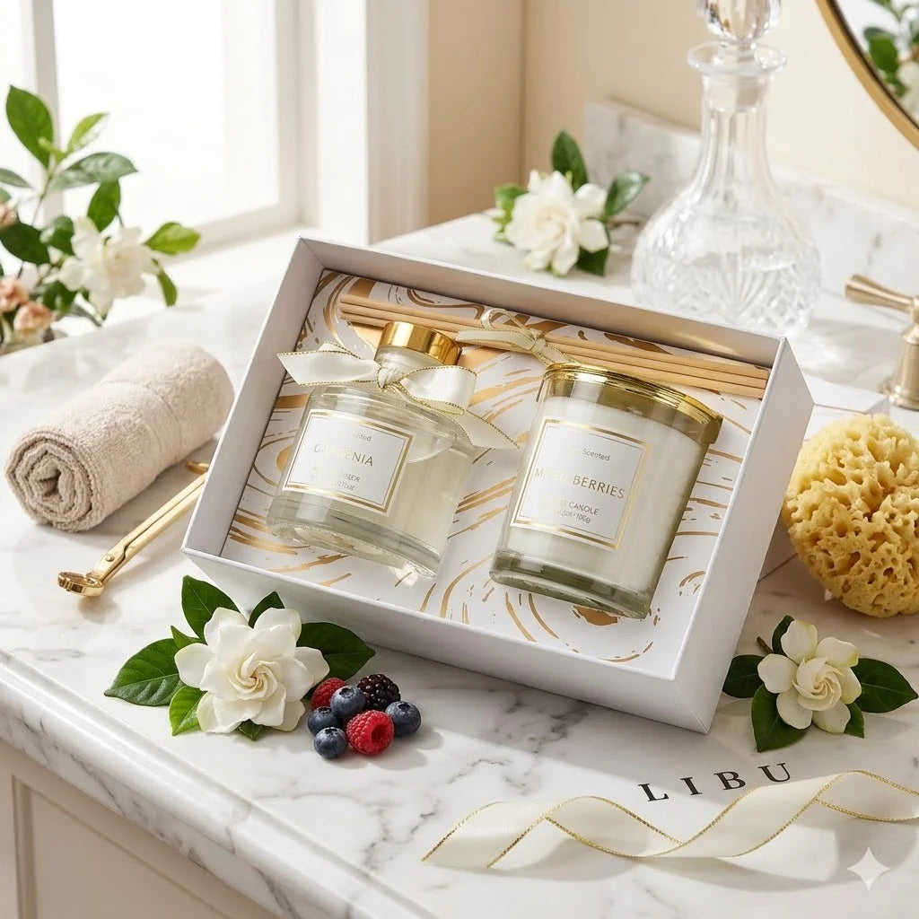 Velas Aromaticas Home Fragrance Gift Candle and Diffuser Gift Perfume Reed Diffuser Set Gift Luxury Reed Diffuser