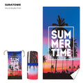 Customer logo Drawstring Bag Package Summer Time Print Suede Sand Free Boys Beach Towels Compressed Beach Towels
