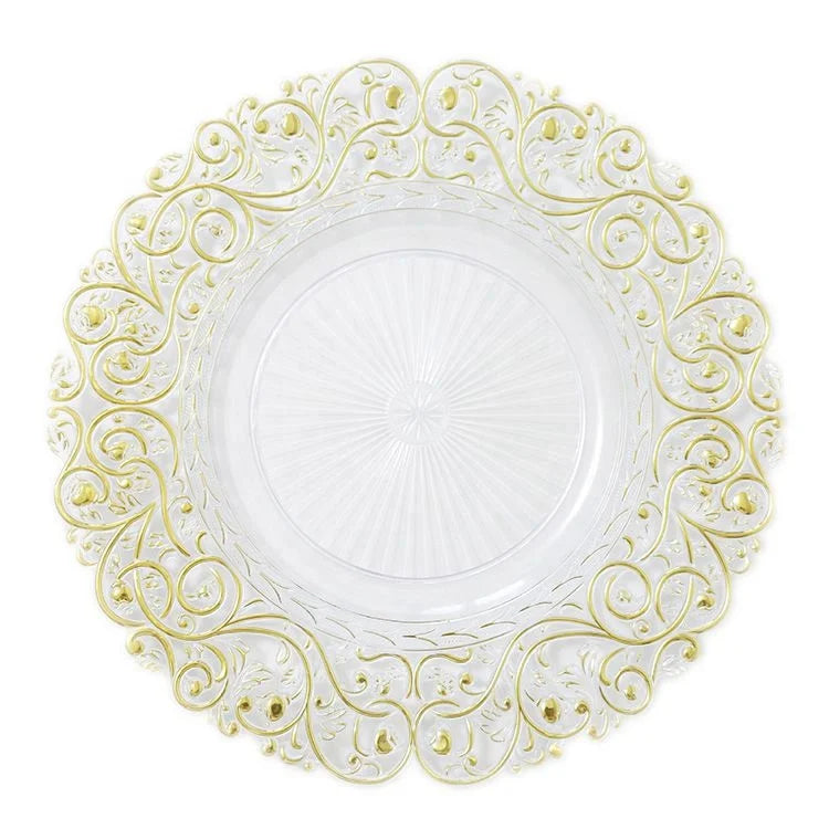 Advanced Vintage Round Wedding Party Decoration Gold Rim Charger Plates Uzbek Turkish Wedding Plates