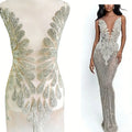 Ins Popular Silver Bodice Jewelry Dress Panel Patch Full Body Hand-Made Gold Rhinestone Applique Bodice Patches for Prom Gown