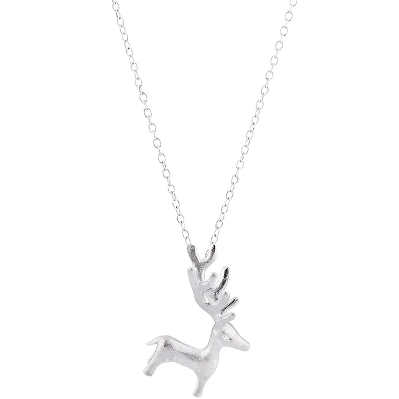 925 Sterling Silver Lovely Deer Necklaces Pendants for Women Fashion Lady Festival Gift Jewelry