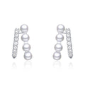 Personalized 925 Sterling Silver Pearl Earlobe Micro Inlay Zircon Pearl Stud Earrings for Women