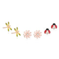 Classic Children's Butterfly and Ladybug Stud Earrings Fashionable Zinc Alloy With Enamel Animal Design Classic Jewelry Sets