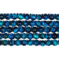 Natrual Royal Blue Tiger Eye Stone Beads 4mm Loose Blue Gemstone Beads Strand Smooth Round Natural Blue Tiger Eye Beads